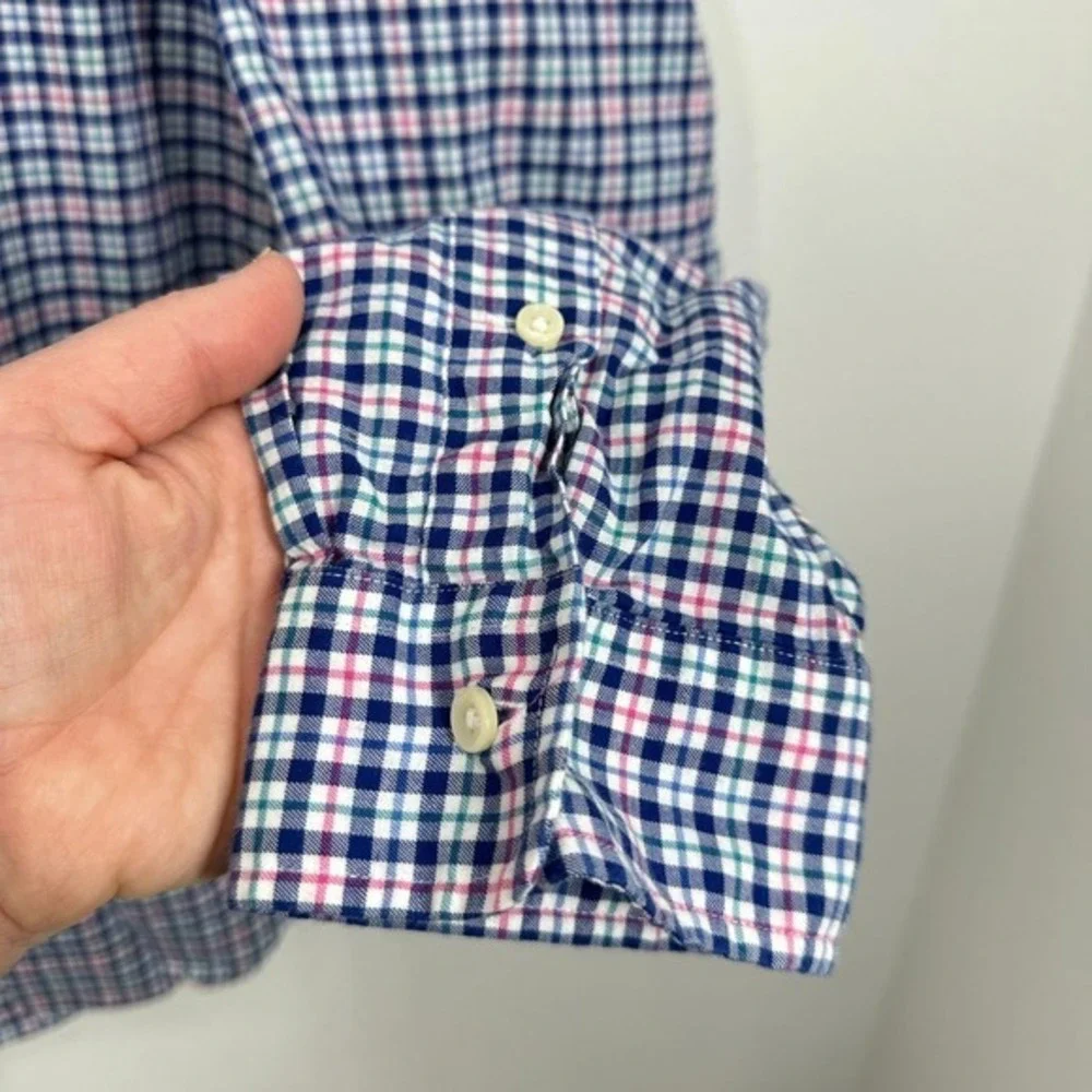 Polo Ralph Lauren Men's XL Blue Pink‎ Gingham Button Down Shirt Preppy Career